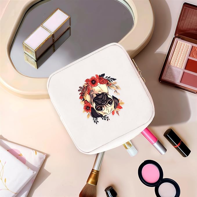 Pug Mini Makeup Bag, Pug Gift For Women Girls, Cute Portable Zipper Pouch Cosmetic Bag For Teen Girls Kids, Small Storage Bag For Sanitary Pad, Period napkin bag!