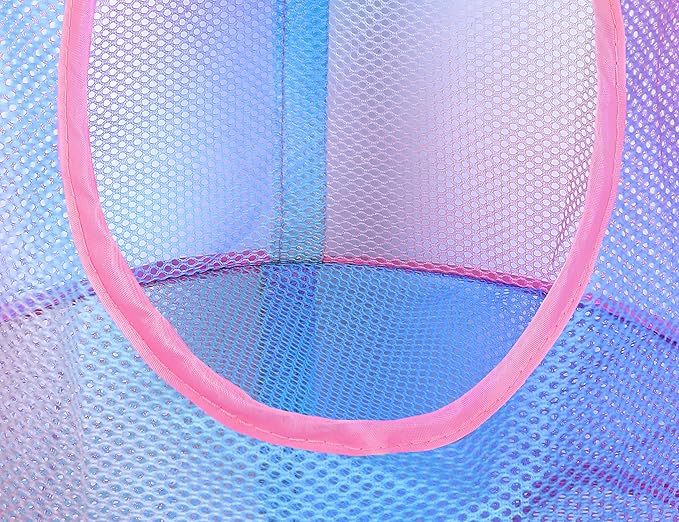 Libeder 2Pcs Mesh Hanging Storage Organizer, 4 Compartments, Foldable, Portable, Casual Style, Hanging Organizer for Kids Room, Pink (Rainbow Tie Dye)
