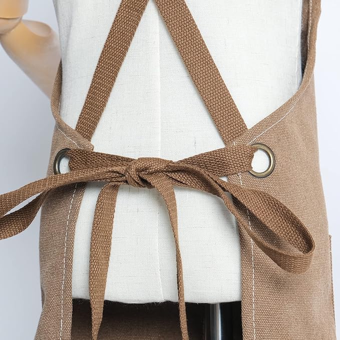 MT WORLD Kids Canvas Apron Personalized Toddler Apron for Boys Adjustable Denim Aprons for Cooking Baking Gardening Painting