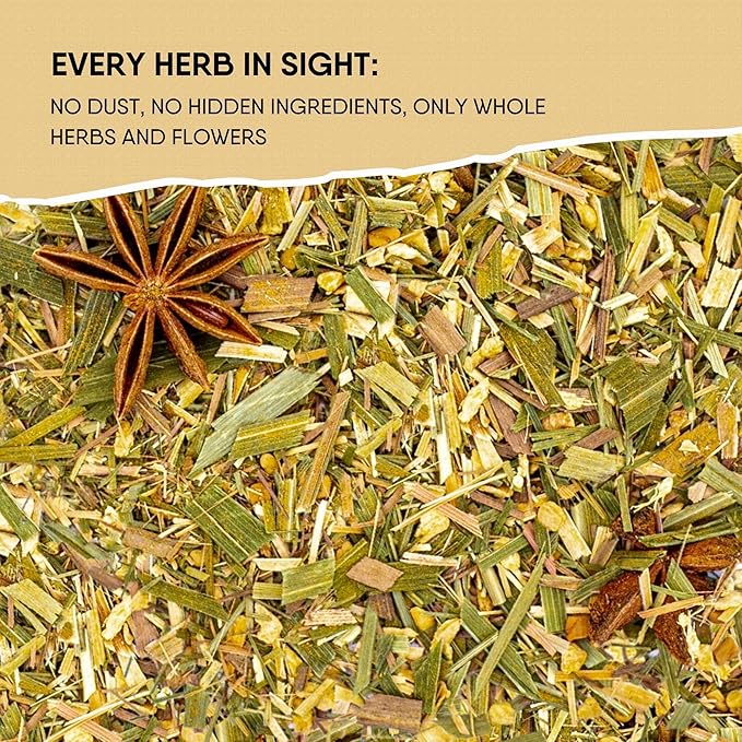 Organic Herbal Tea with Lemongrass, Ginger, Fenugreek, Star Anise, Turmeric, Caffeine Free, Immunity Care Blend