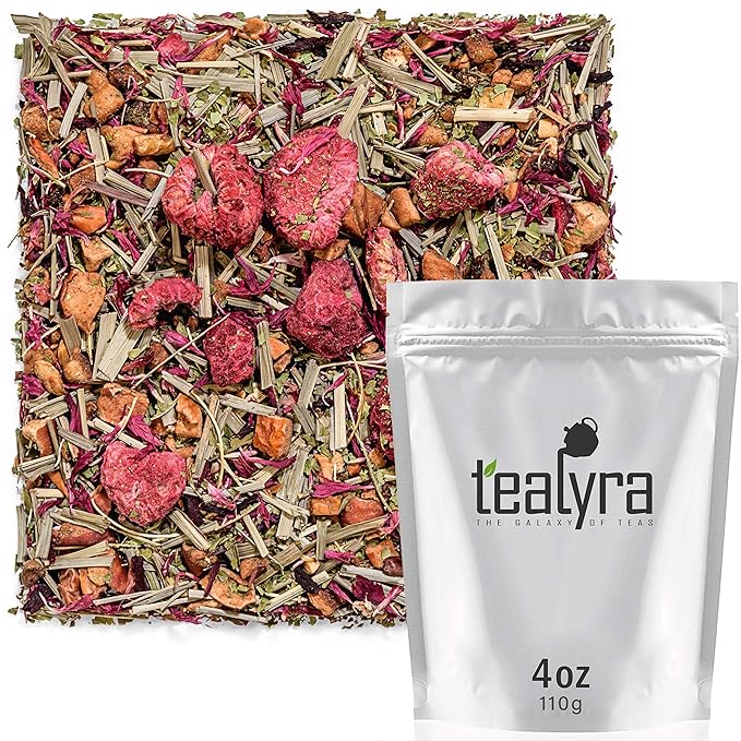 Tealyra - Raspberry Relaxation - Herbal Loose Leaf Tea - Lemon Verbena - Hibiscus - Lemongrass - Relaxing Calming Bed Time Tea - Caffeine Free - 112g (4-ounce)