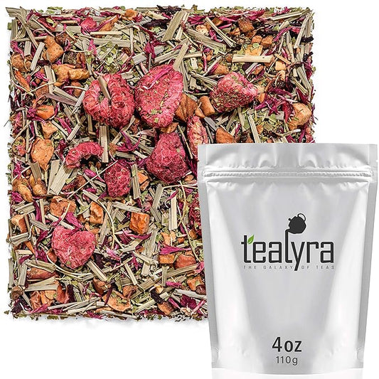 Tealyra - Raspberry Relaxation - Herbal Loose Leaf Tea - Lemon Verbena - Hibiscus - Lemongrass - Relaxing Calming Bed Time Tea - Caffeine Free - 112g (4-ounce)