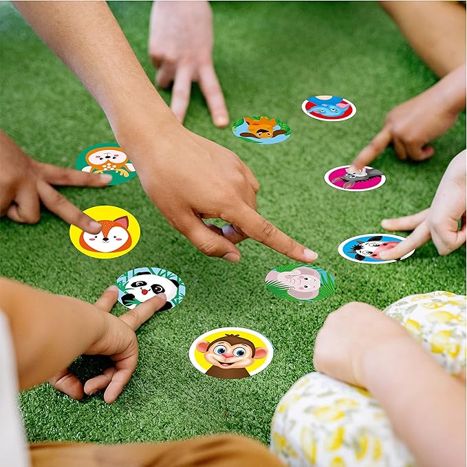 1800 PCS Round Animal Stickers, 36 Designs Adorable Cartoon Teacher Reward Encouragement Stickers for Kids, Party Decoration Sticker for School Classroom Home with Perforation Line(1” Each, 3 Rolls)