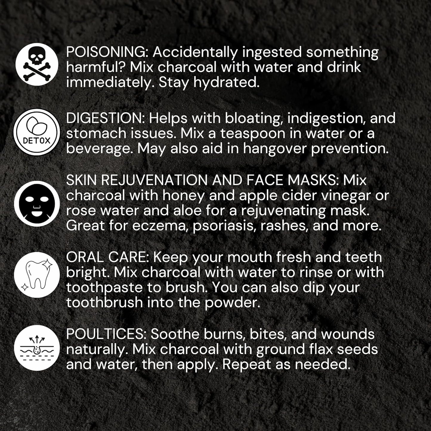 Organic Charcoal Powder by Schizandu - Activated Charcoal Natural, Vegan, Organic, GMO Free - Large Bottle 25 oz Powder