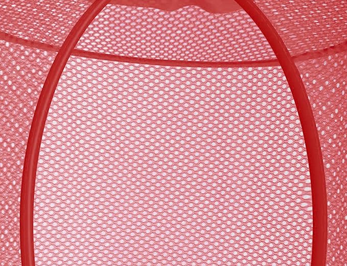 Libeder Stuffed Animal Storage Mesh Hanging Storage Space Saver Bags Organizer,Foldable Storage Organizer 4 Compartments Toy Net Storage Basket for Kids Room Bathroom 2 Sets Red