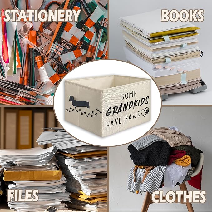 Dog Grandma Gifts Foldable Storage Bins Box with Handles, Dog Owner Lovers Gifts, Some Grandkids Have Paws Collapsible Toys Books Clothes Organizer Basket for Bedroom Bathroom