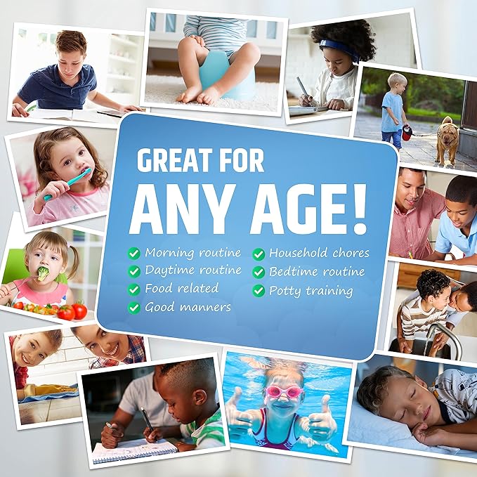 Large Magnetic Reward Chart for Multiple Kids (1-3 Kids) - 127 Pre-Written Stickers (Including Potty Training) + 30 Custom Chores - Behavior, Responsibility & Incentive Star Chart for Your Fridge