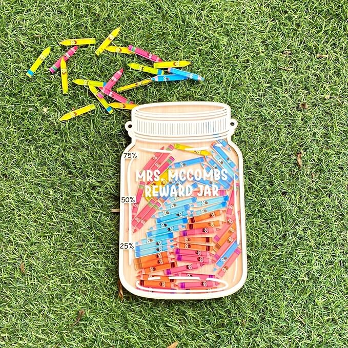 Personalized Reward Jars for Kids - Magnetic Reward Jar for Classroom Behavior – Incentive Jar with Stars for Teachers & Kids – Class Rewards Chart, Potty Training, Behavior Management, Style 05