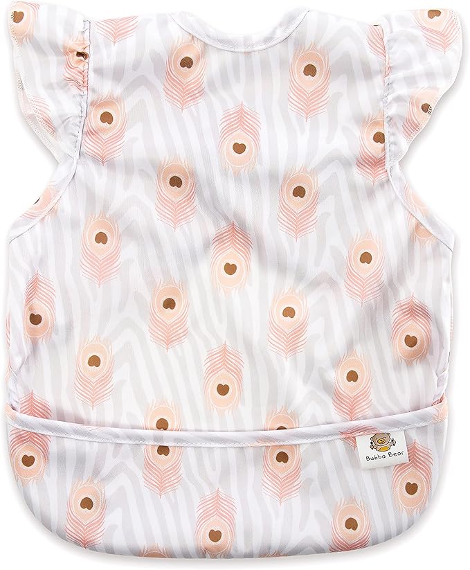 Bubba Bear Baby Bib with Sleeves, Long Sleeve Toddler Feeding Apron Bibs for Eating & Lead Weaning, Mess Proof Full Sleeved