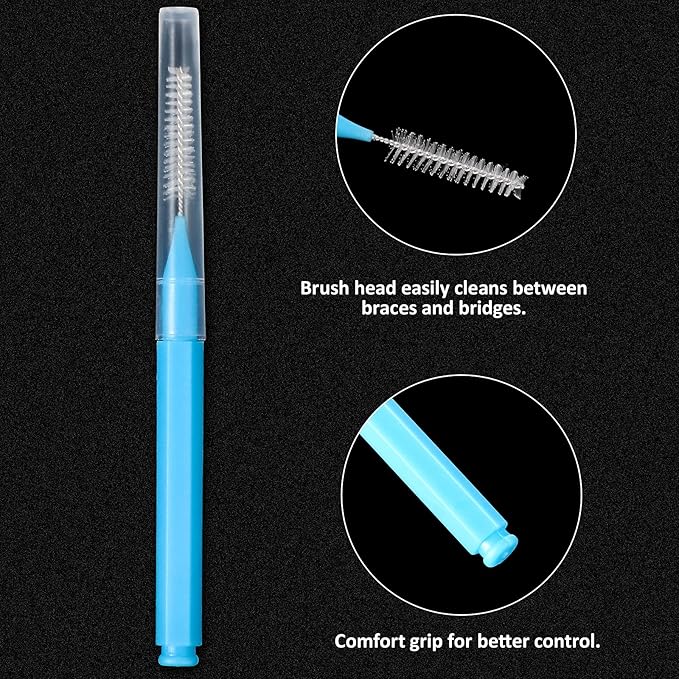 Patelai 50 Pieces Interdental Brush for Cleaner Braces Brush Toothpick Dental Tooth Flossing Head Oral Dental Hygiene Flosser Toothpick Cleaners Tooth Cleaning Tool(Green, Blue, Pink, Orange)