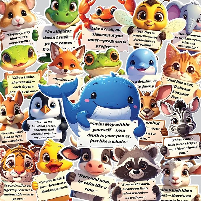 50 PCS Emotional Support Animal Stickers - Affirmation Sticker Pack for Kids and Adults Fun Inspirational Quotes, Laptops, Water Bottles, Phones Positive Quotes