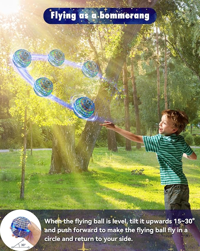 2025 Latest Cool Boys Toys Flying Orb Ball Toys for Ages 8-13 Hand Controlled Boomerang Hover Balls Mini Drone Flying Spinner UFO Magic Ball Christmas Birthday Gifts for Boys Girls