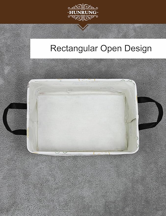 HUNRUNG Rectangle Storage Basket Cute Canvas Organizer Bin for Pet/Children Toys, Books, Clothes Perfect for Rooms/Playroom(REC-Car)