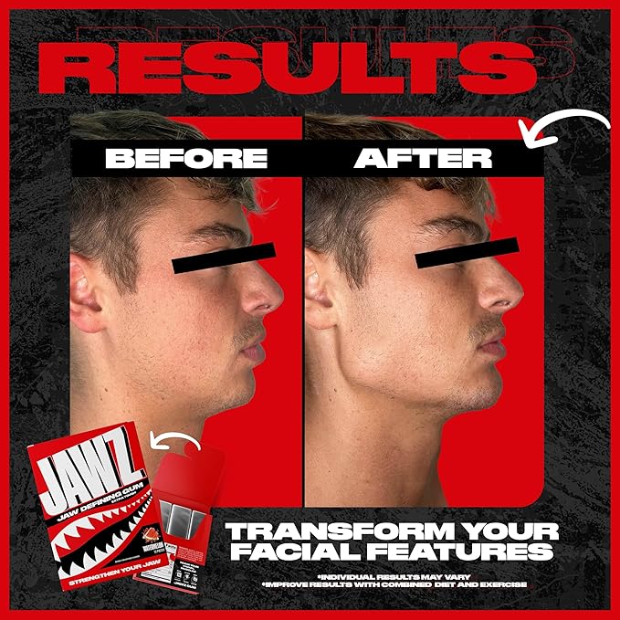 Jawline Chewing Gum (4 Month Supply) Watermelon - Define Your Jawline, Slim and Tone Your Face - Facial Exerciser for Men and Women - Sugar Free Hard Gum (10 Packs) (120 Pieces)