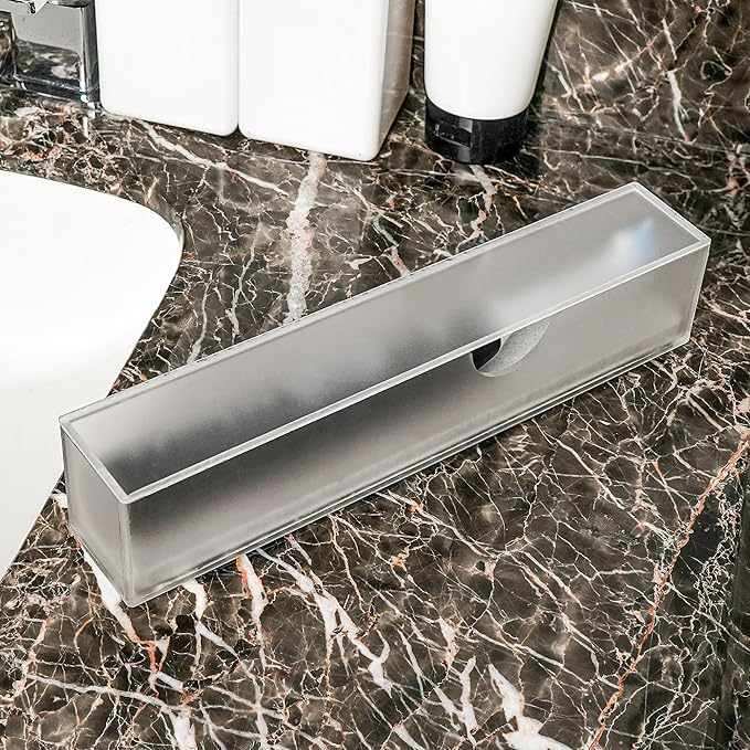 2Pack Acrylic Electric Toothbrush Holder with Diatomite Drying Stone, Bathroom Drawer Organizer with Drainage Hole for Tooth Brush, Compatible with Philips, Oral-B (Frosted Cover)