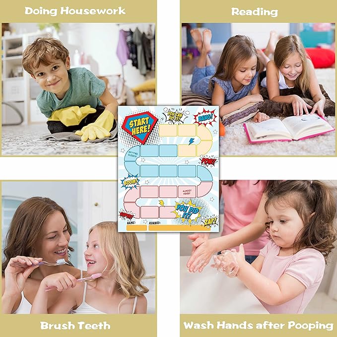 20 Superhero Reward Chart with 432 Round Stickers, Incentive Behavior Chart for Kids at Home Classroom, Kids Routine Daily Chore Sticker Chart-B12