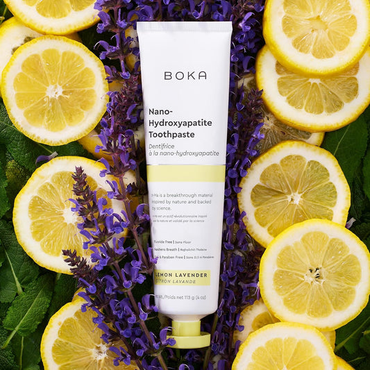 Boka Fluoride Free Toothpaste, Nano Hydroxyapatite Toothpaste, Appropriate for Sensitive Teeth - for Adult, Kids Oral Care - Lemon Lavender Flavor, 4 Fl Oz 3Pk US Manufactured