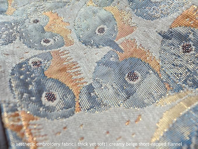 HAPPYHEIDI Cute Canvas Makeup Bag Cosmetic Toiletry Travel Pouch Car Handbag Organizer, Jacquard Golden Hirundo Rustica, Creamy Beige