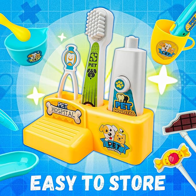 SMILESSKIDDO Dentist Kit for Kids - 26 Pcs Doctor Play Set with Dental Tools and Medical Accessories, Pretend Play for Toddlers - Educational Gifts for Girls Boys 3 4 5 6 7 8