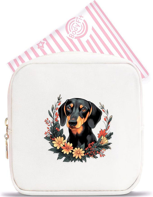 Dachshund Mini Makeup Bag, Dachshund Gift For Women Girls, Cute Portable Zipper Pouch Cosmetic Bag For Teen Girls Kids, Small Storage Bag For Sanitary Pad, Period napkin bag!