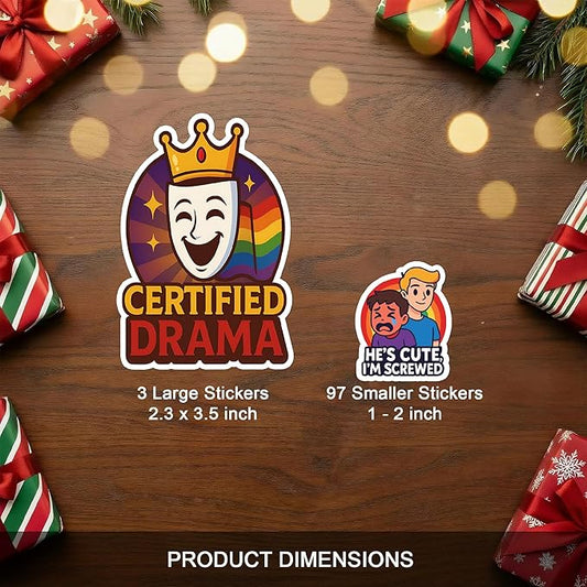 100 Pcs Rainbow Stickers Mixed Sticker Funny Pride Stuff Vinyl Waterproof Decals Decorations Laptop Water Bottle Scrapbook Hard Hat Gift for Men Boy Birthday Christmas