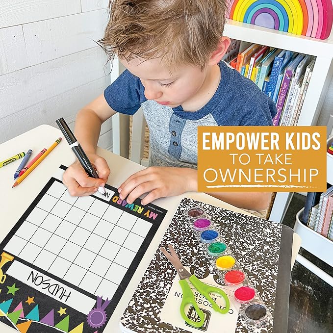 Sticker Chart for Kids Behavior at Home & Classroom - 25 Reward Chart for Kids Incentives, Gold Star Sticker Sheets, Chalkboard Theme Incentive Charts for Classroom Must Haves