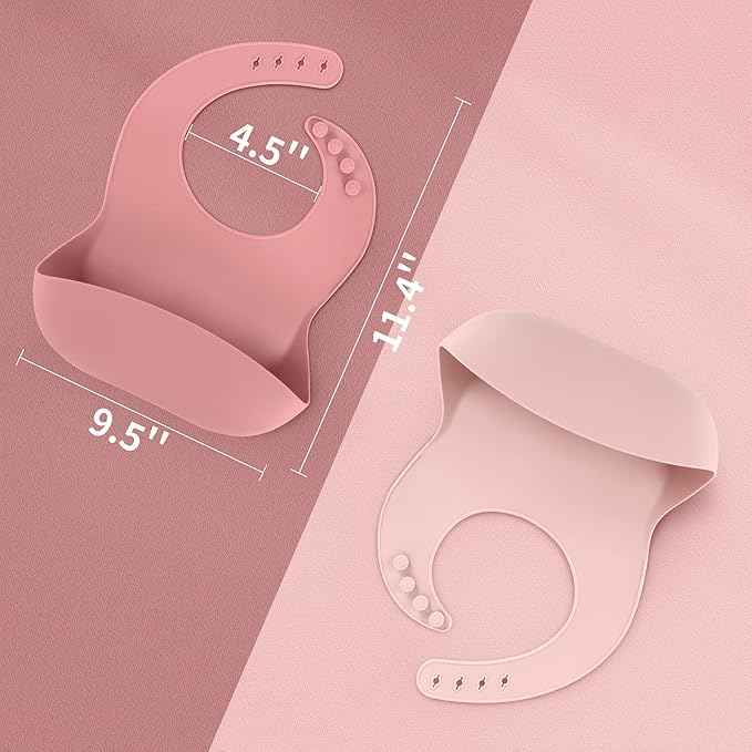 ME.FAN Silicone Baby Bibs for Babies & Toddlers | Adjustable Silicone Bibs 2 Set