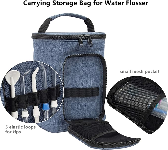 PACMAXI Carrying Bag for Waterpik Water Flosser, Portable Storage Bag for Water Flosser and Accessories Suitable for Travelling, Trips, Camping (Dark Blue)