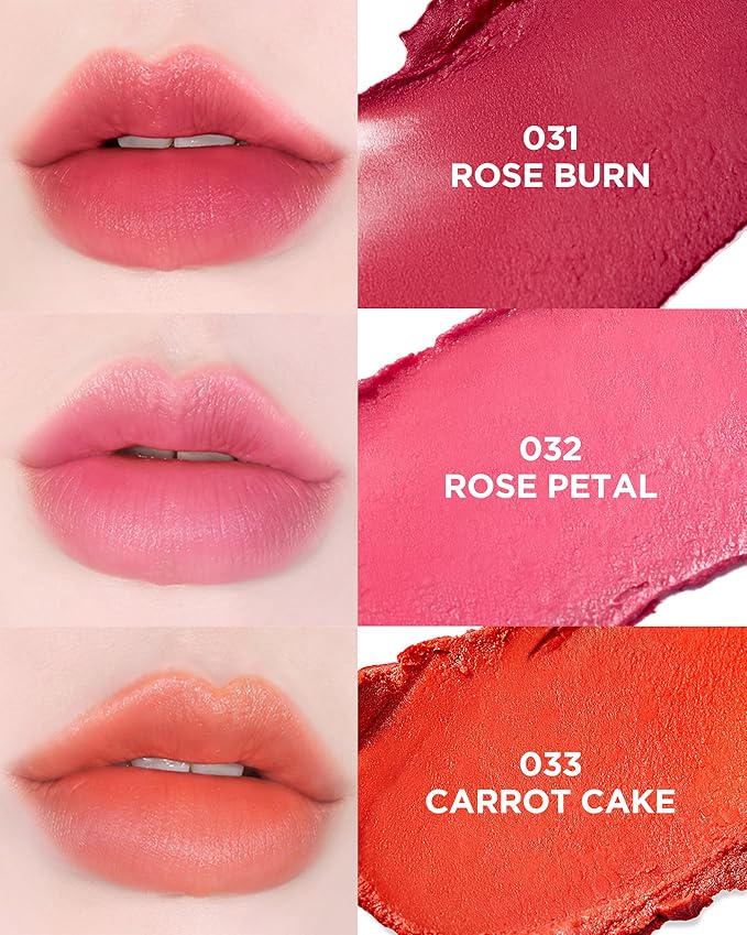 TOCOBO Powder Cream Lip Balm – Vegan Korean Soft Matte Lipstick Balm for Velvet Finish - Moisturizing & Blurring Effect – Lightweight Powdery Texture, Rose Petal, 0.12oz.