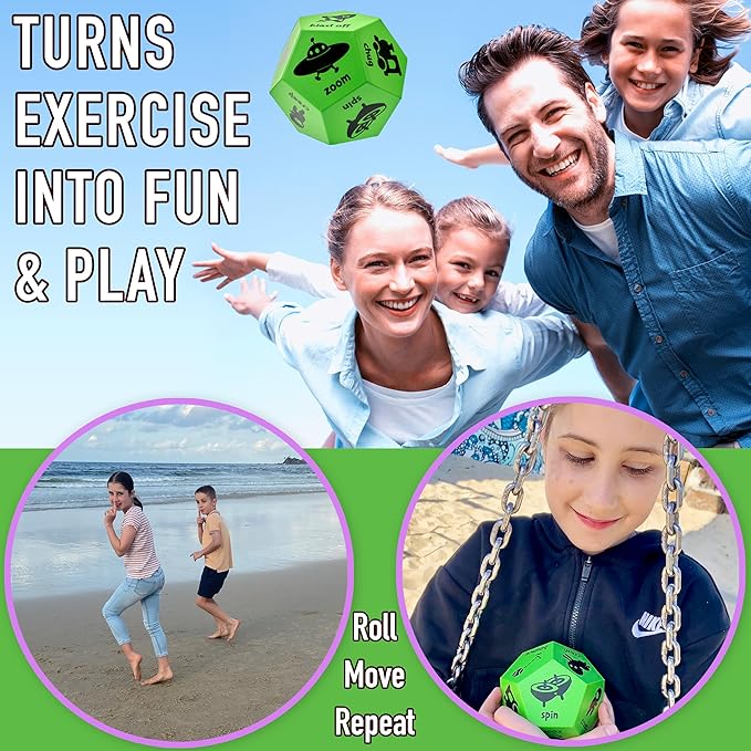 Movement Dice - Preschool Play Equipment & Recess Toys for Elementary Outside Gymnastics Games, Exercise Dice for Kids as Gross Motor Toys, PE Equipment for Outdoor & Indoor Recess Classroom