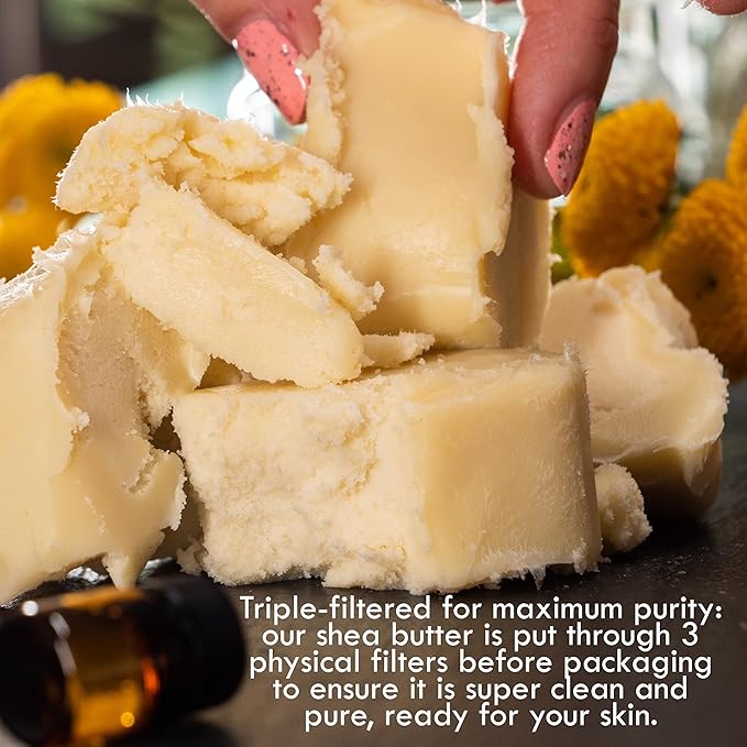 Raw Shea Butter - 100% Pure African Unrefined Shea Butter for Hair | Skin Moisturizer for Face and Body | with Natural Smoky Scent | Use for Soap Base, DIY Whipped Lotion, Lip Balm - 8 oz Block