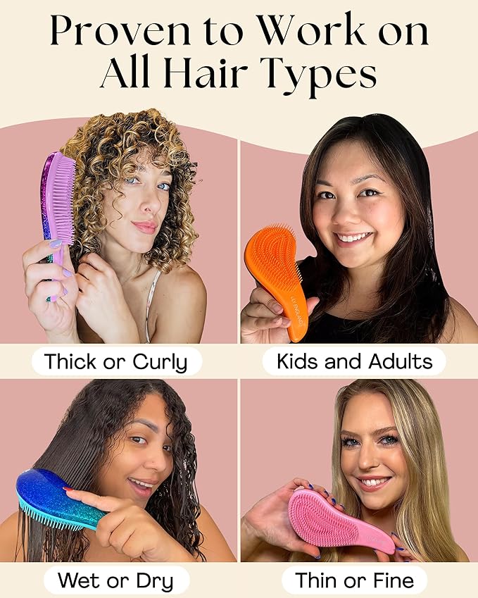 Lily England Teen Girl Gifts Trendy Stuff - Gentle Detangler Hair Brush for Curly, Thick, Straight & Natural Hair - Attractive Gift for Teen Girls with Flexible Bristles for Wet & Dry Hair, Rose-Gold