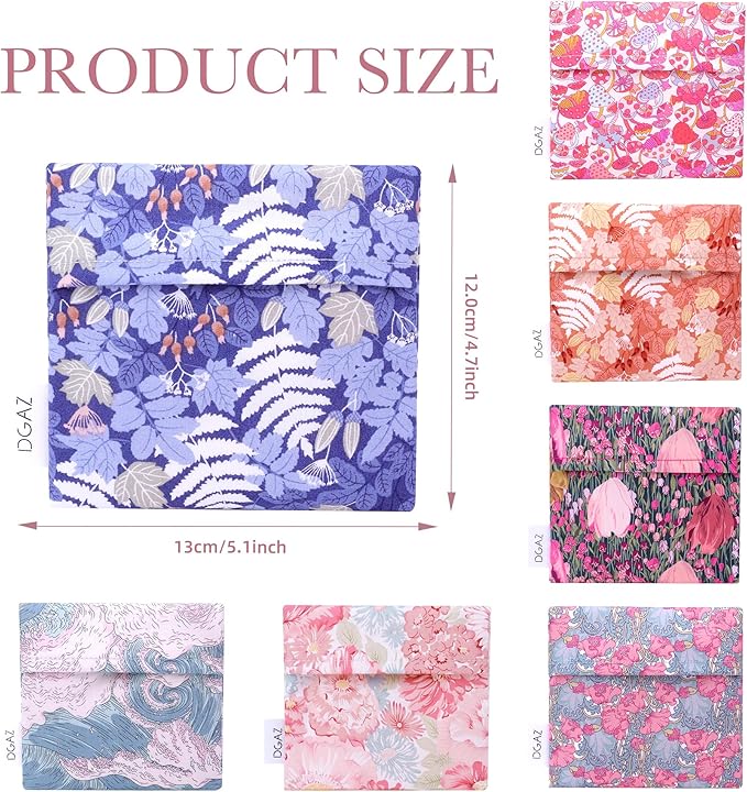 DGAZ Sanitary Napkin Storage Bag, Period Bag for Teen Aged Girls, Portable Period Bag for Panty Liners/Menstrual Cup/Small Tampons，Mini Makeup Bag for Purse(Austere Blue)