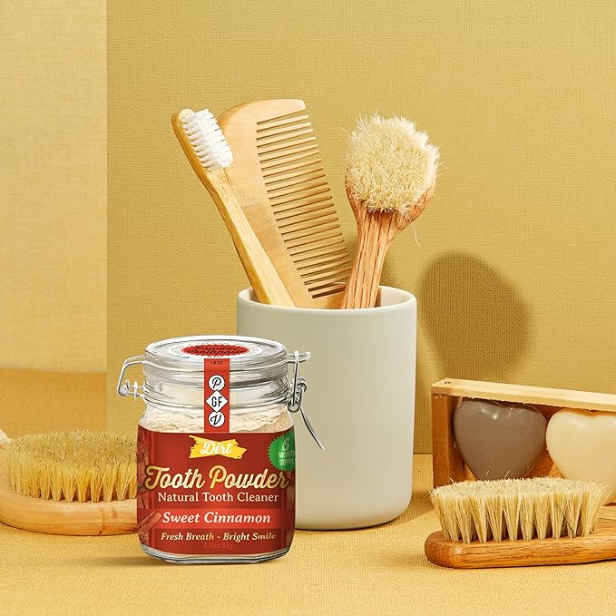 The Dirt - Remineralizing Tooth Powder, Natural Fluoride-Free Teeth Whitening Powder with Hydroxyapatite, Flouride & Gluten Free, Organic Vegan (Sweet Cinnamon, 51g: 6 Month Supply)