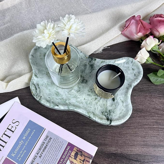 Natural Travertine Tray (Green（Glossy）)