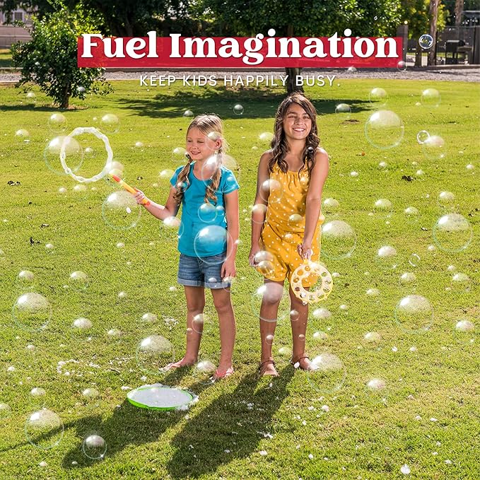 JOYIN Big Bubble Wands Set with with Tray, 21" Giant Bubble Wands Bulk for Kids, Summer, Outdoor Play Period & Birthday Party & Games, 6 Pcs Solution Suitable, Suitable for All Age People