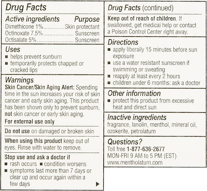 Mentholatum Natural Ice Original Medicated Lip Balm, Hydrating Lip Care for Dry, Chapped Lips, Moisturizing Formula with SPF 15 Helps Prevent Sunburn, Protection for Smooth, Soft Lips (Pack of 12)