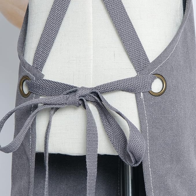 MT WORLD Kids Canvas Apron Personalized Toddler Apron for Boys Adjustable Denim Aprons for Cooking Baking Gardening Painting