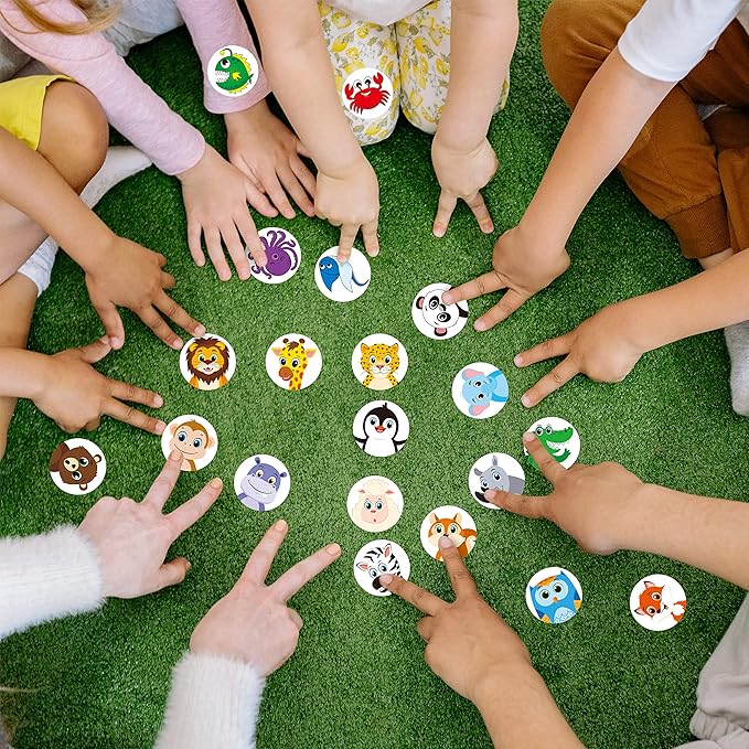 1800 PCS Round Animal Stickers, 36 Designs Wild/Farm/Marine Animal Cartoon Teacher Reward Stickers for Kids, Party Decoration Sticker for School Classroom Home with Perforation Line(1” Each, 3 Rolls)