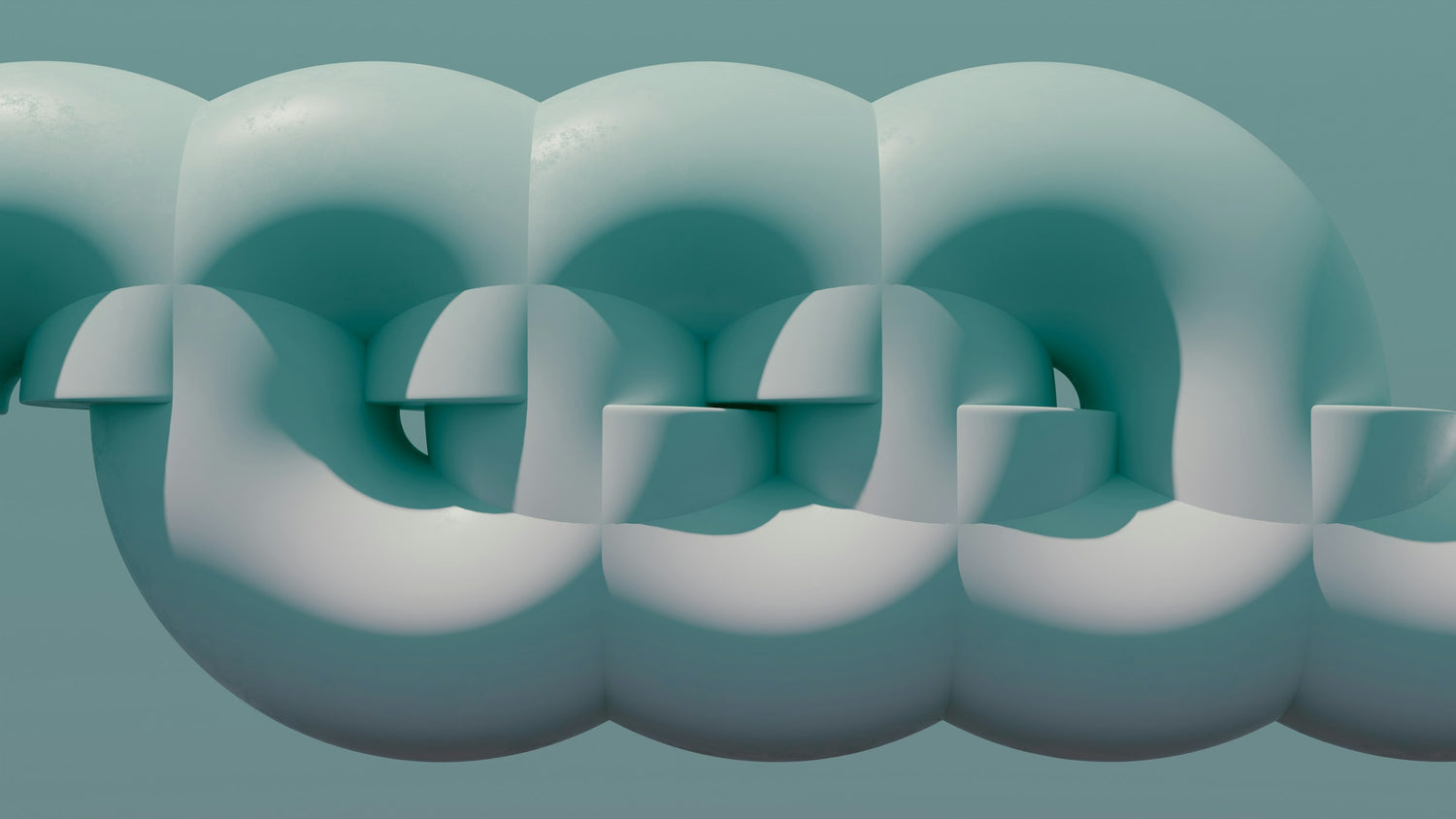 Abstract turquoise 3D shapes with smooth curves and clean minimal design, symbolizing Dentora's modern and professional approach to oral care.