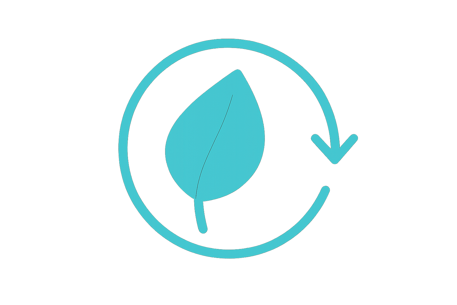 Mint-colored flat icon of a bamboo toothbrush with a leaf, symbolizing sustainability and eco-friendly oral care solutions